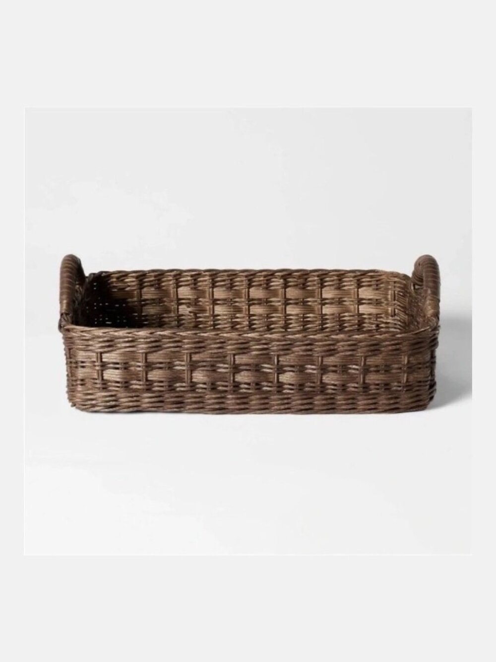 Studio McGee Woven Rectangular Storage Basket in Brown